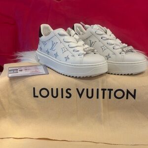 Louis Vuitton Time Out White Sneakers with Silver Monogram NEW!!!